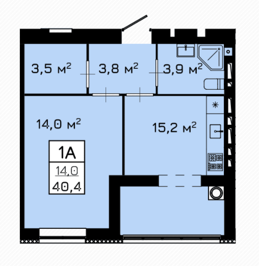 1-комнатная 40.4 м² в ЖК Laguna от 19 000 грн/м², Черкассы