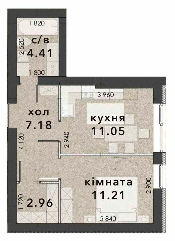 1-кімнатна 37.02 м² в ЖК Viking Home від 18 500 грн/м², м. Ірпінь