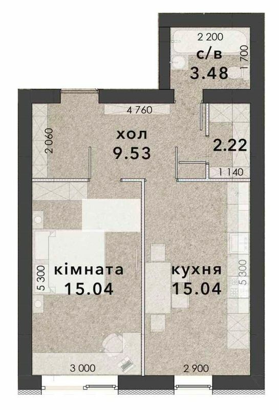1-кімнатна 45.96 м² в ЖК Viking Home від 18 500 грн/м², м. Ірпінь