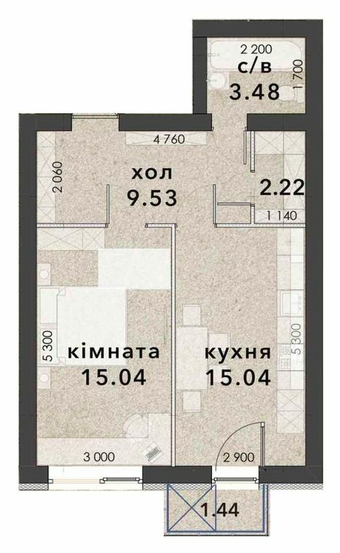 1-кімнатна 46.39 м² в ЖК Viking Home від 18 500 грн/м², м. Ірпінь
