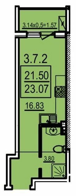 Студия 23.07 м² в Апарт-комплекс Калипсо от 35 750 грн/м², Одесса
