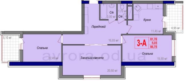 3-комнатная 86.75 м² в ЖК Аврора от 20 700 грн/м², Одесса