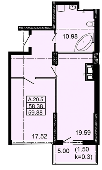 1-комнатная 59.88 м² в ЖК Акрополь от 31 800 грн/м², Одесса