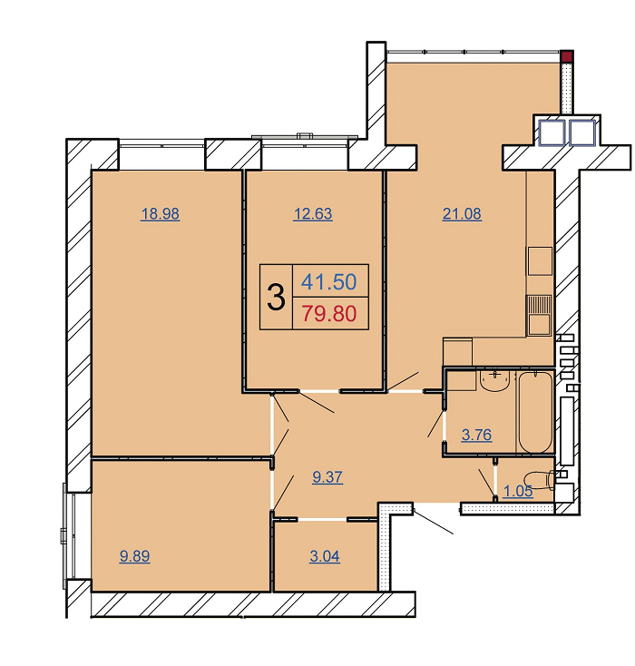 3-кімнатна 79.8 м² в ЖК AVILA CITY від 15 200 грн/м², Хмельницький