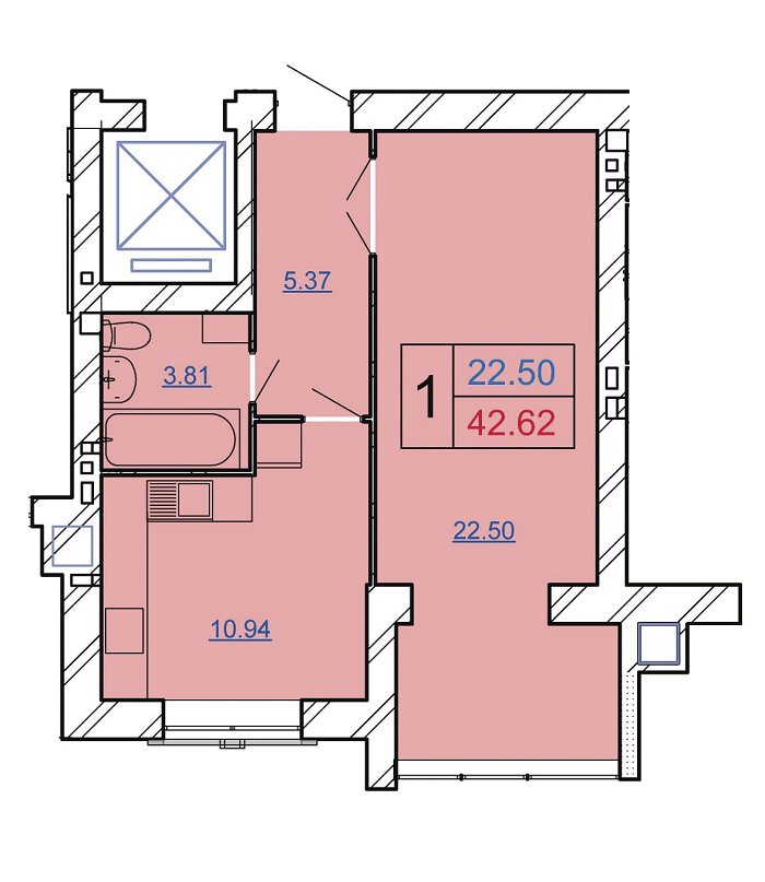 1-кімнатна 42.62 м² в ЖК AVILA CITY від 14 200 грн/м², Хмельницький