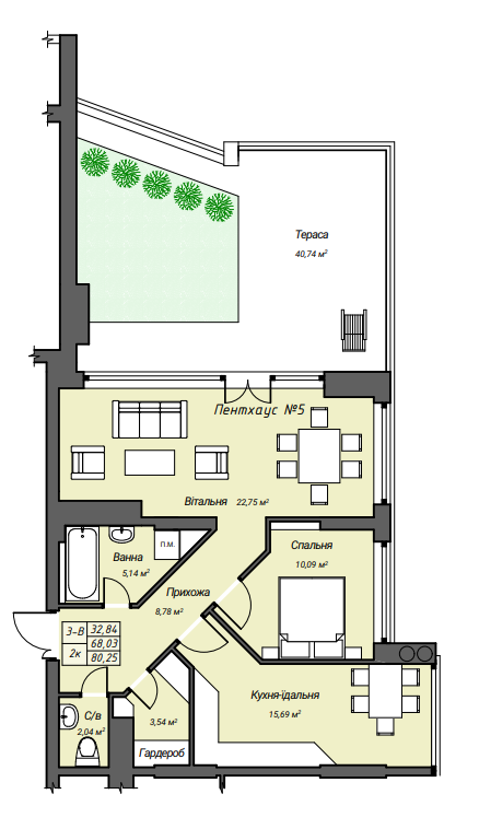 2-комнатная 80.25 м² в ЖК Sky Hall от 24 150 грн/м², Ровно