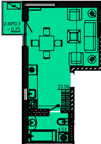 1-кімнатна 28.84 м² в ЖК Простір на Педагогічній від 26 050 грн/м², Одеса