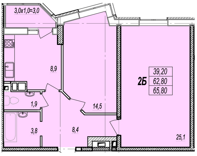 2-комнатная 65.8 м² в ЖК Прохоровский квартал от 21 000 грн/м², Одесса