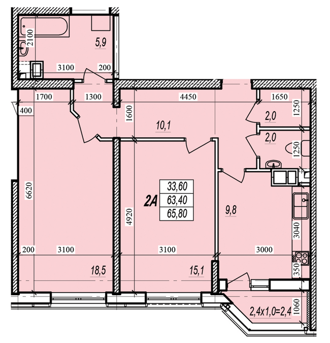 2-комнатная 65.8 м² в ЖК Прохоровский квартал от 21 000 грн/м², Одесса