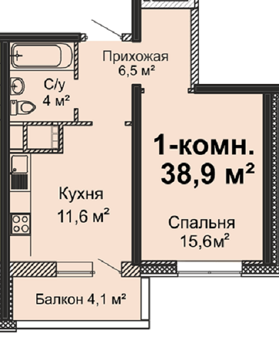 1-комнатная 38.9 м² в ЖК Скай Сити от 24 300 грн/м², Одесса