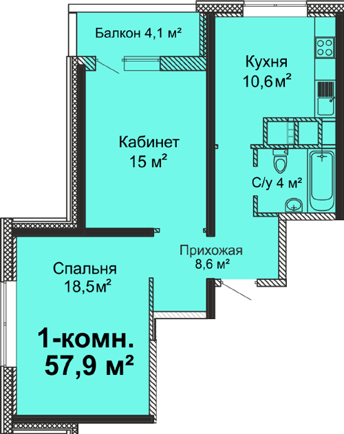 1-комнатная 57.9 м² в ЖК Скай Сити от 27 250 грн/м², Одесса