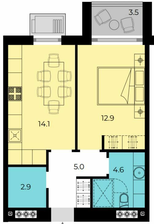 1-кімнатна 41.25 м² в ЖК Мармелад від 16 950 грн/м², с. Ілічанка
