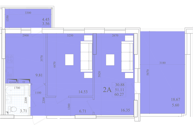 2-кімнатна 59.42 м² в ЖК Акварель-2 від 17 150 грн/м², Одеса