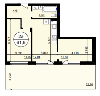 2-комнатная 61.9 м² в ЖК Гринвуд-4 от 17 900 грн/м², пгт Брюховичи
