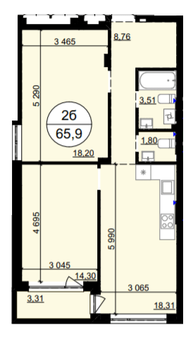 2-комнатная 65.9 м² в ЖК Гринвуд-4 от 17 900 грн/м², пгт Брюховичи