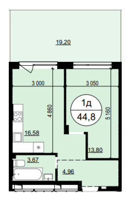 1-комнатная 44.8 м² в ЖК Гринвуд-4 от 17 600 грн/м², пгт Брюховичи