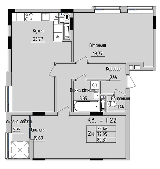 2-комнатная 80.31 м² в ЖК на ул. Стрыйская, 45 от 20 950 грн/м², Львов