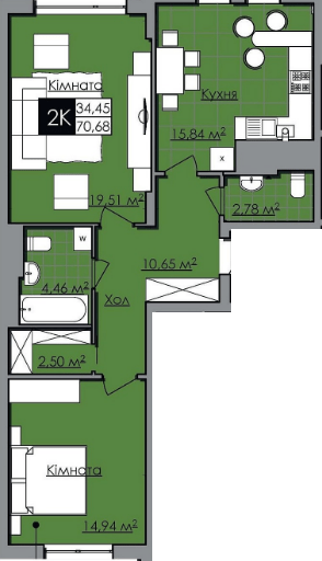 2-кімнатна 70.68 м² в ЖК Нове Життя від 17 000 грн/м², Львів