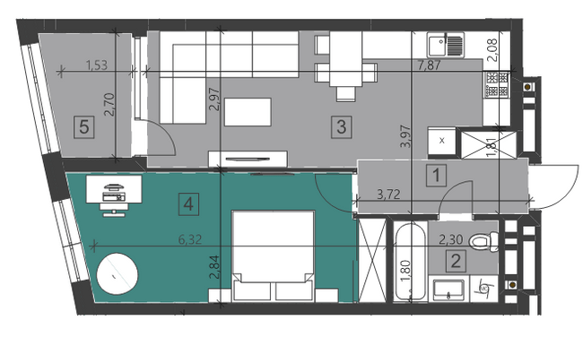 1-комнатная 53.2 м² в ЖК Парус City от 27 700 грн/м², Львов