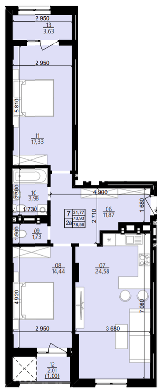 2-кімнатна 78.56 м² в ЖК Світанок від 26 550 грн/м², Львів