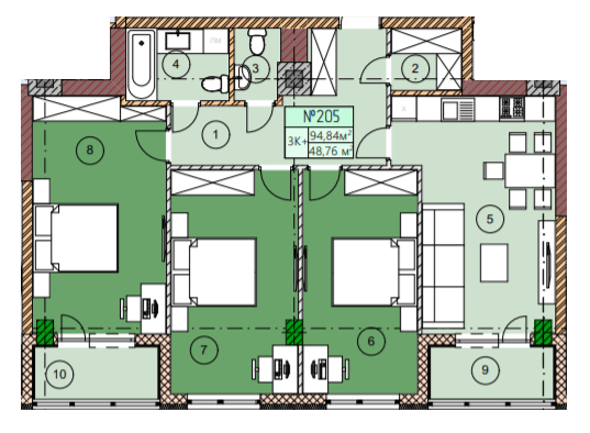 3-кімнатна 94.84 м² в ЖК ЕкоПарк від 12 000 грн/м², м. Червоноград