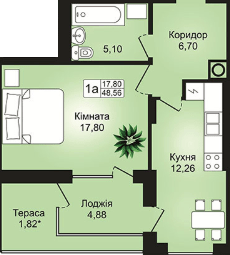 1-кімнатна 48.56 м² в ЖК Престиж Холл від 17 050 грн/м², м. Стрий