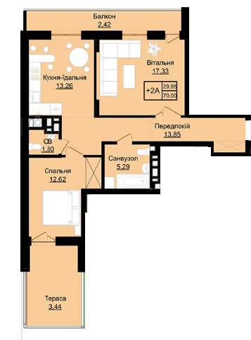 2-комнатная 70 м² в ЖК Престиж Холл от 17 650 грн/м², г. Стрый