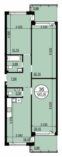 3-комнатная 90.8 м² в ЖК Гринвуд 2 от 19 150 грн/м², пгт Брюховичи