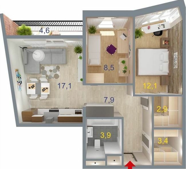 2-комнатная 58 м² в ЖК Art Парк от 21 500 грн/м², Киев