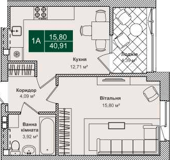 1-комнатная 40.91 м² в ЖК Forest Park от 26 000 грн/м², Киев
