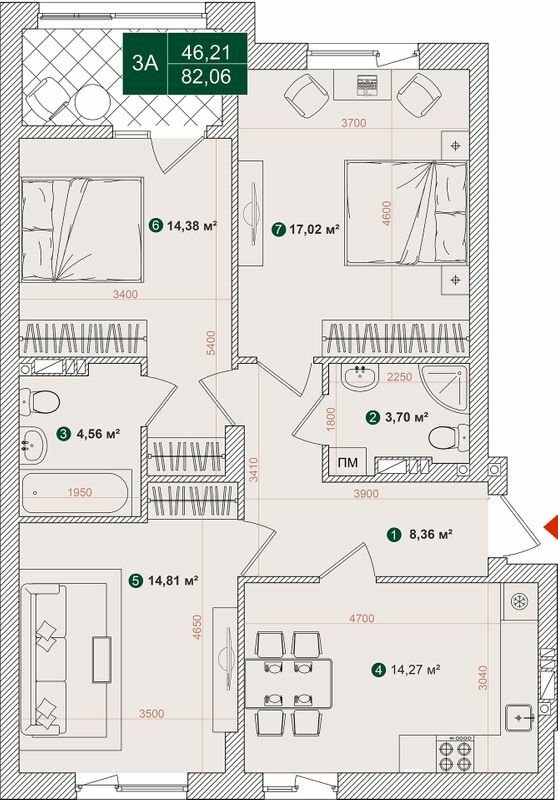 3-кімнатна 82.06 м² в ЖК Forest Park від 30 000 грн/м², Київ