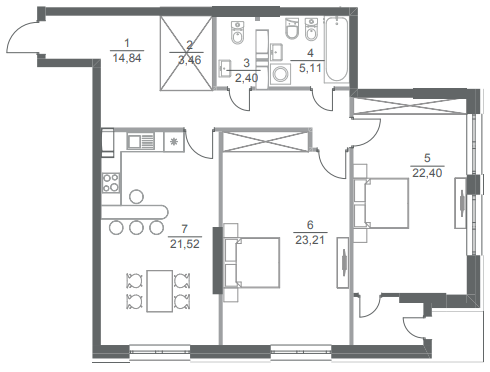 2-комнатная 92.9 м² в ЖК Greenville Park от 49 550 грн/м², Киев