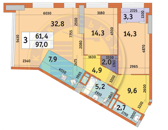 3-кімнатна 97 м² в ЖК Manhattan City від 45 669 грн/м², Київ