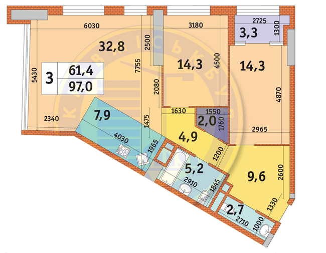 3-комнатная 97 м² в ЖК Manhattan City от 45 669 грн/м², Киев