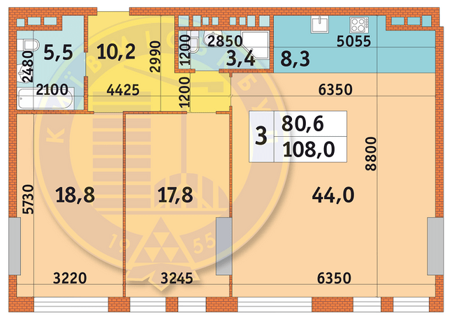 3-комнатная 108 м² в ЖК Manhattan City от 45 669 грн/м², Киев