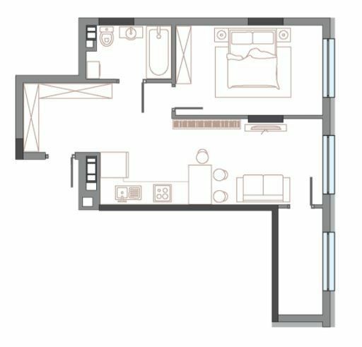 1-комнатная 56.39 м² в ЖК АРСЕНАЛ House от 100 000 грн/м², Киев