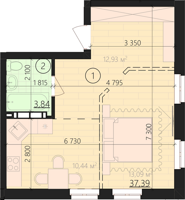 1-комнатная 41.23 м² в ЖК URBANIST от 36 000 грн/м², Киев