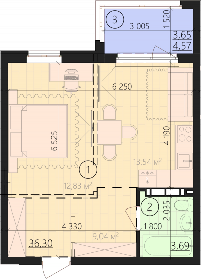 1-кімнатна 43.64 м² в ЖК URBANIST від 36 000 грн/м², Київ