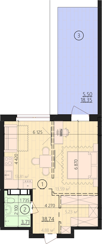 1-комнатная 47.95 м² в ЖК URBANIST от 36 000 грн/м², Киев