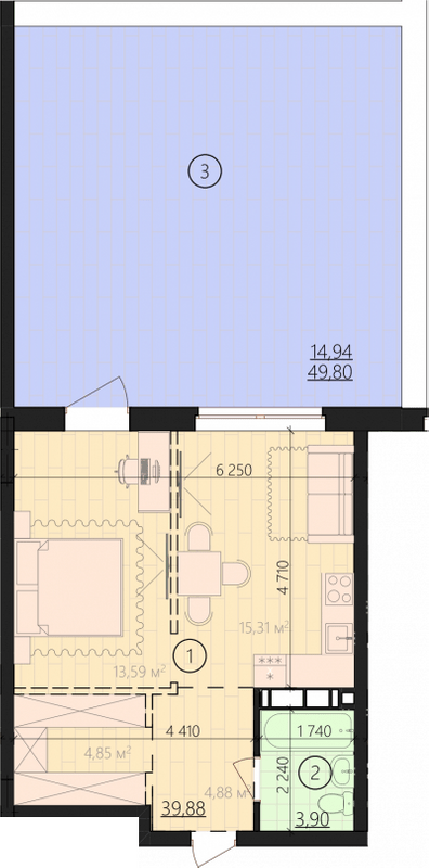 1-комнатная 58.72 м² в ЖК URBANIST от 36 000 грн/м², Киев