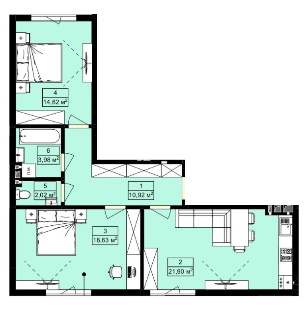 2-кімнатна 72.07 м² в ЖК Royal Hill від 19 200 грн/м², с. Лисиничі