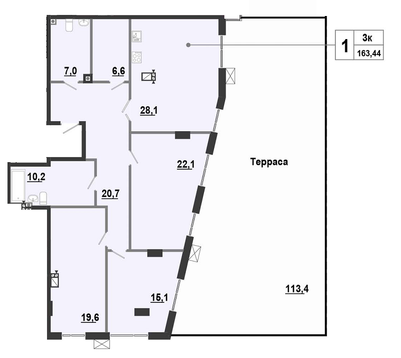 3-комнатная 163.44 м² в ЖК BonAparte от 28 000 грн/м², Харьков