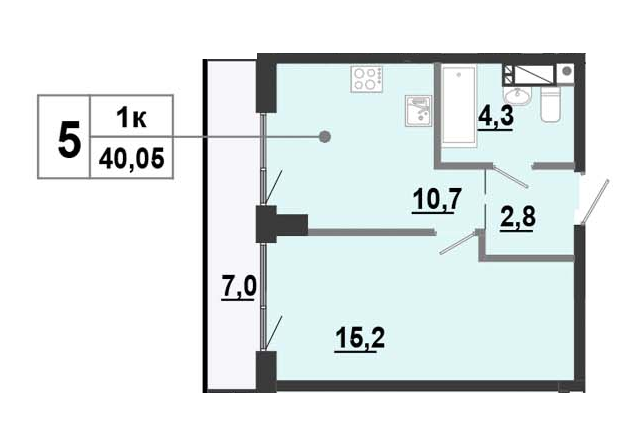 1-комнатная 40.05 м² в ЖК BonAparte от 35 000 грн/м², Харьков