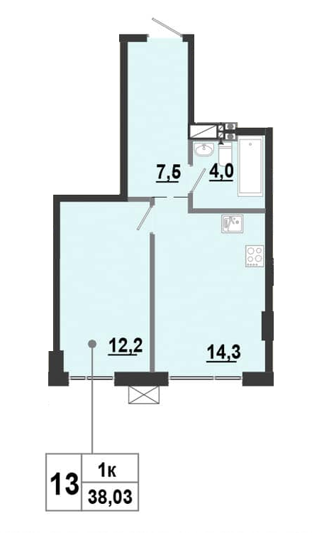 1-кімнатна 37.9 м² в ЖК BonAparte від 35 000 грн/м², Харків