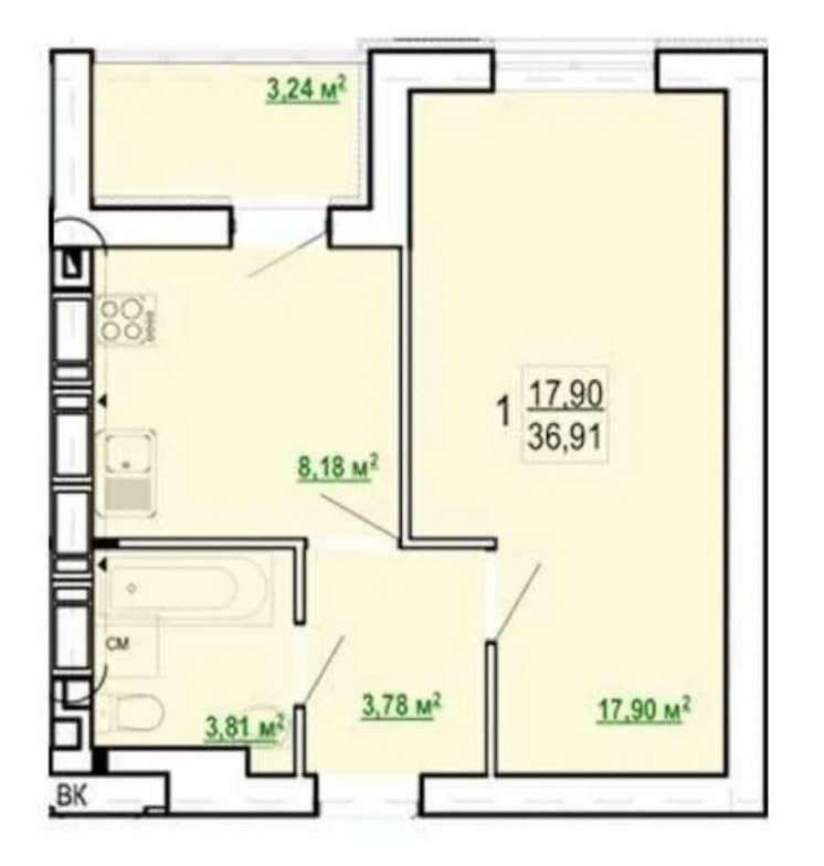 Продаж 1-кімнатної квартири 37 м², Шевченка вул., 327
