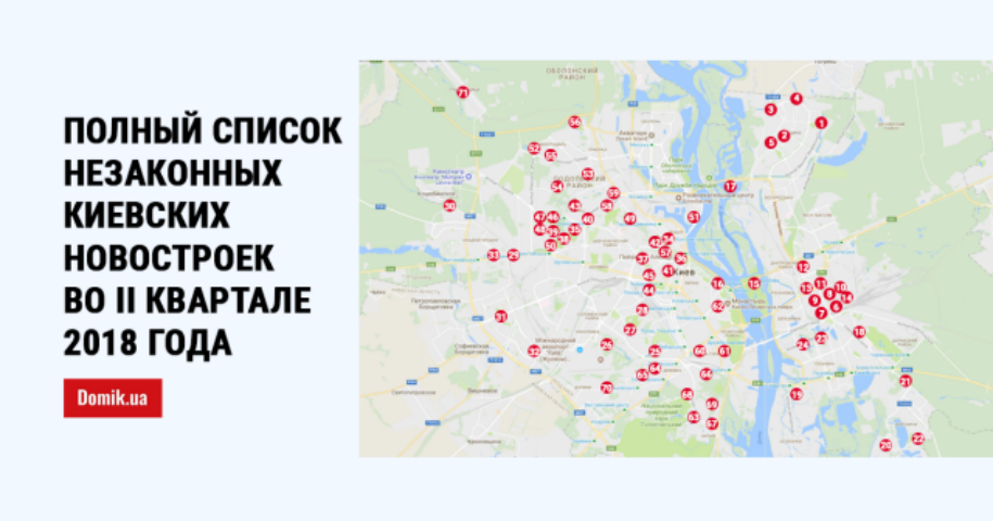 Полный список незаконных новостроек в Киеве во ІІ полугодии 2018 года
