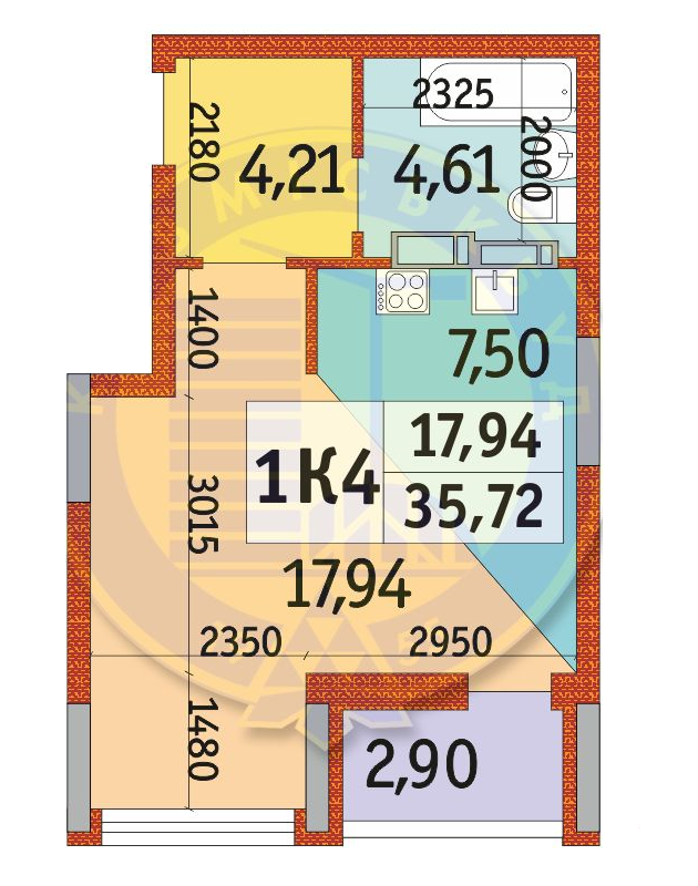 1-кімнатна 35.72 м² в ЖК Отрада від 27 783 грн/м², Київ