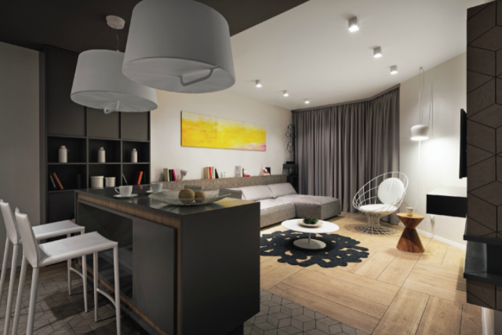 Небольшая квартира: урбанистический интерьер с орнаментами