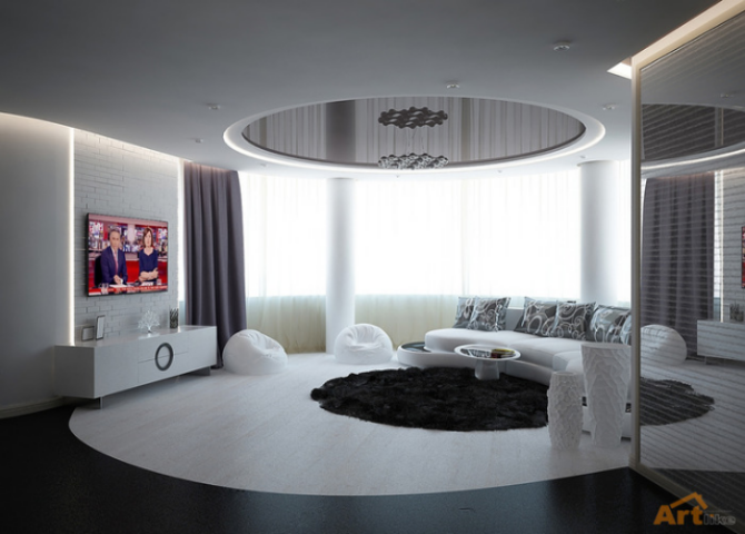 Дизайн интерьера в монохромной цветовой гамме 