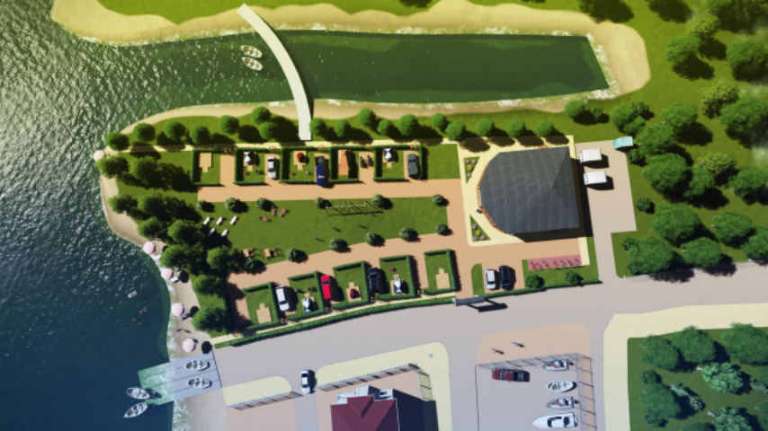 К туристическому сезону ударно строят кемпинг на берегу. Фото